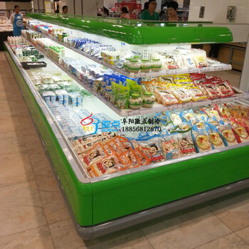 酸奶饮料冷藏展示柜，中心立风柜定做厂家，台州商超环岛柜