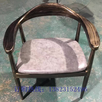 铁艺餐椅金属贴木纹沙发椅仿木单人沙发双人位沙发