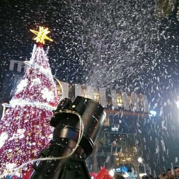 龙岗区庆典活动找万兴提供圣诞年会造景雪花机可飘15-30米高