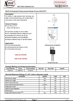 新洁能原厂代理型号供应型号NCE01H11