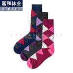 纯棉袜Cotton男袜，广州男袜厂，广东袜子加工厂格子袜订做