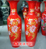 厂家直销1.6米红釉大花瓶定做办公室摆件大花瓶手绘景德镇瓷器