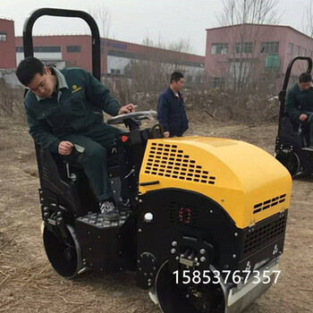 小型双钢轮压路机座驾压沥青压沟槽轧道机图片型号