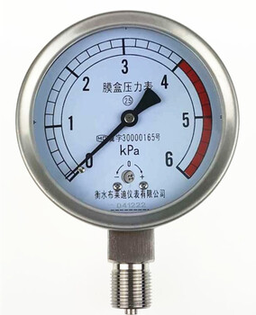 不锈钢膜盒压力表YE100BF千帕表KPa燃气表