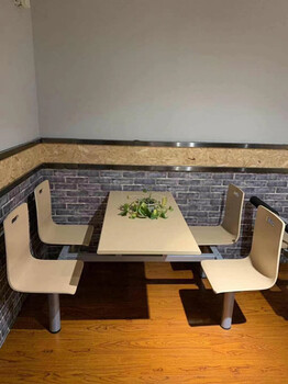 天津医院休息用餐区桌椅定制员工用餐连体桌椅