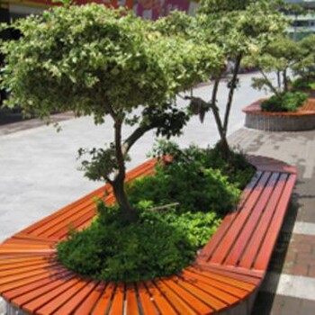 陕西公园钢木结构树围椅广场园林树池座椅户外木制树围座椅