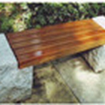 新款防腐木石头长凳庭院石木椅摆件