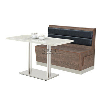运城西餐厅家具定做板式卡座沙发搭配人造石餐桌