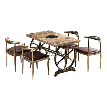 甘德县工业风主题家具定制个性复古火锅店桌椅