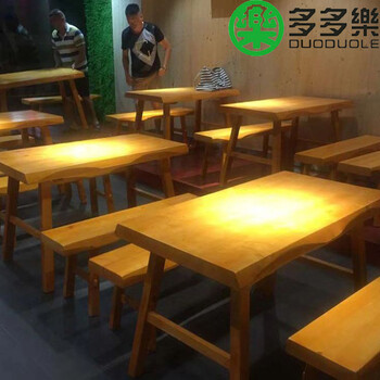 现代中式烧烤桌，湛江蚝庄烧烤店实木餐桌椅深圳多多乐家具供应