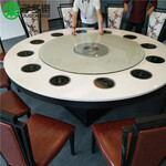 科技生态园一人一锅电磁炉火锅桌大理石带玻璃转盘火锅桌椅