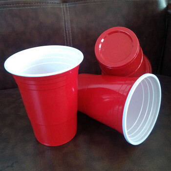 厂家直供pp一次性双色杯16oz聚会游戏塑料红白杯