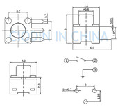 SOFNGKY三脚轻触开关TS-1109G外形尺寸：4.5mm4.5mm3.8mm图片4