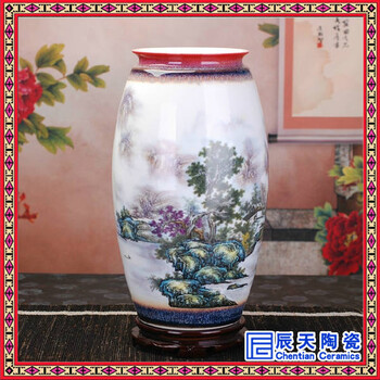 粉彩瓷器景德镇粉彩瓷花瓶定制古典中式花瓶茶楼大厅花瓶摆件