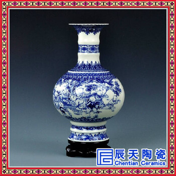 景德镇陶瓷仿古中式青花瓷花瓶玄关客厅装饰品青花花瓶摆件