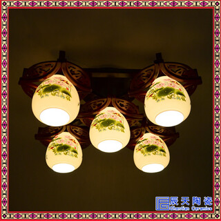陶瓷灯具复古实木雕花陶瓷灯具现代中式茶餐厅卧室灯具图片1