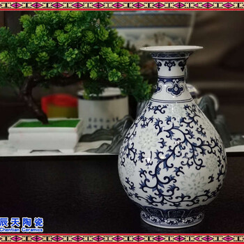 现代桌面装饰品创意工艺品陶瓷花瓶复古艺术插花摆件