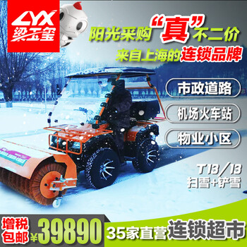 坦龙驾驶式扫雪车13匹马力扫雪机尼龙滚刷除雪机器道路除雪机