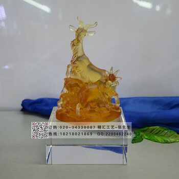 广州特色纪念礼品定做琉璃五羊纪念品赠送嘉宾客户礼品