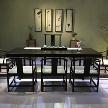 杭州哪有卖实木大板黑檀大板茶桌巴花大板会议桌办公桌奥坎大板新中式黑檀家具图片
