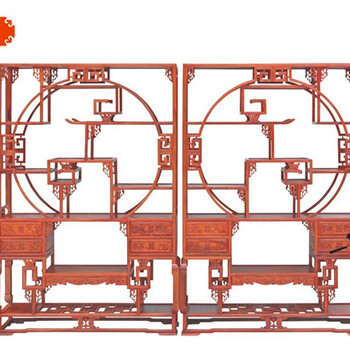 五福弯形博古架