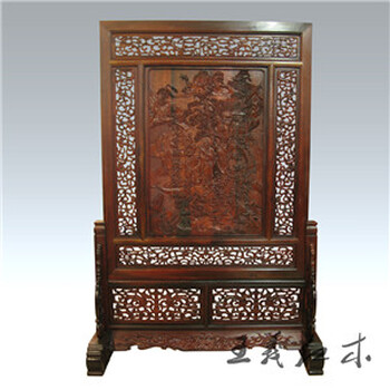 中式风格大红酸枝屏风王义屏风家具让传统艺术传承下去