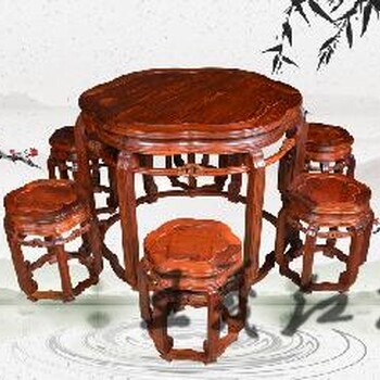 古典餐桌家具让人们享受艺术美术大师精雕大红酸枝餐桌家具