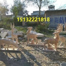 供应河北曲阳石雕雕塑晚霞红动物雕塑园林石雕鹿
