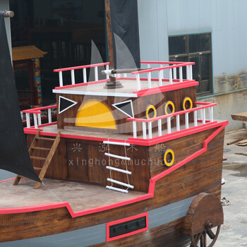 供应厂家景观海盗船定制装饰船手工木船
