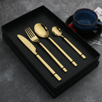 不锈钢餐具套装金色刀叉勺黑礼品盒包装厂家