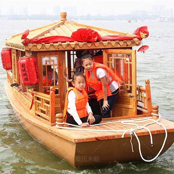 供应湖北8米原色画舫船中式休闲娱乐船水上宾馆房船