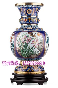 景泰蓝梅兰竹菊金玉花鸟瓶戴嘉林大师作品