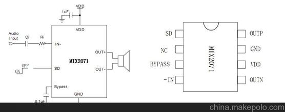 mix2071,3w音频功率放大器
