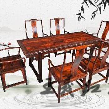 王义工艺大师古典红木餐台家具厂竹节红木餐台家具组合