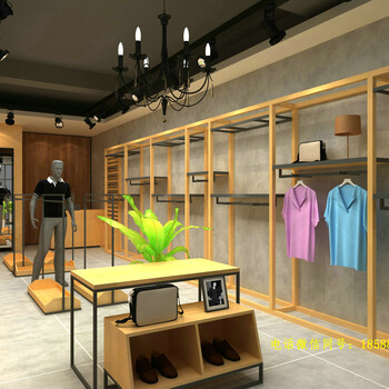 服裝店貨架設(shè)計(jì)，服裝店陳列架，服裝賣場(chǎng)