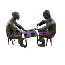 铸铜古代人物包饺子雕像玻璃钢仿铜夫妻俩包抄手造型塑像妇女背孩子坐桌边包馄饨雕塑