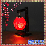 批发欧式创意木质陶瓷台灯礼品复古中国红灯笼台灯客厅摆件