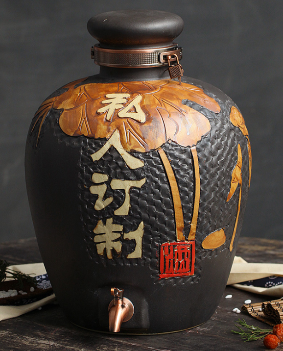 景德镇陶瓷酒坛酒缸酒罐仿古收藏家用酒坛带龙头10斤50泡酒坛子白酒