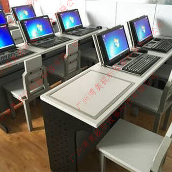 显示器手动翻转器组合式电脑桌_学生翻转液晶屏电脑桌厂家图片