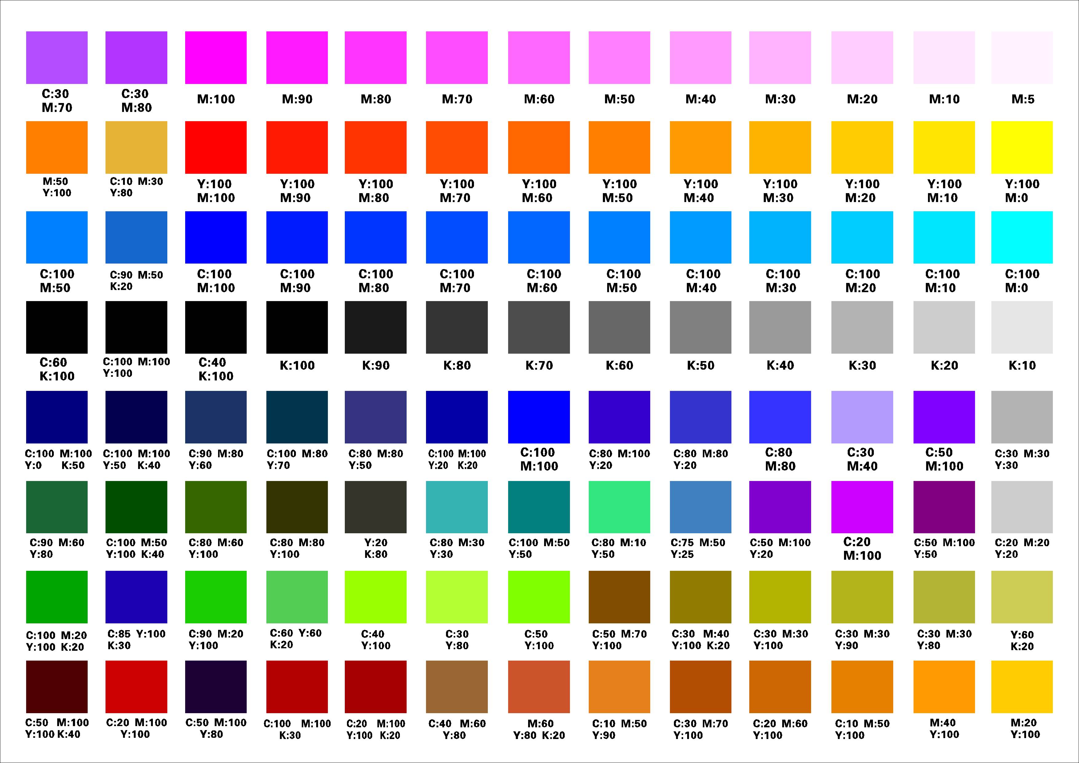 Таблица цветов ЦМИК