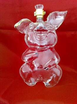 生肖豬玻璃酒瓶空心豬白酒瓶創(chuàng)意玻璃酒瓶個(gè)性酒瓶