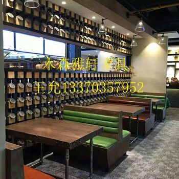 天津新款西餐厅卡座沙发奶茶甜品饮品店桌椅美式咖啡厅沙发卡座组合