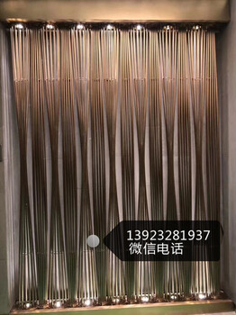 江苏定制会所大厅不锈钢异形背景墙雕花隔断厂家