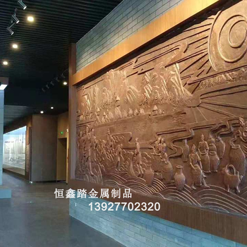 大型景墙铜锻打浮雕壁画展厅纯铜锻打壁画厂家成为现代建筑之时尚