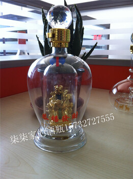 創(chuàng)意玻璃白酒瓶個(gè)性玻璃酒瓶雙層財(cái)神玻璃酒瓶金佛酒瓶