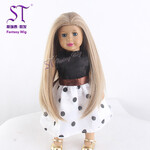 广州斯瑞泰娃娃假发生产美国娃娃长直发假发浅棕色bjd可爱