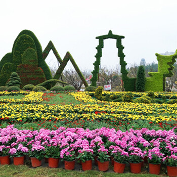 五色草造型，节日立体花坛，植物绿雕