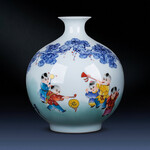 景德镇青花手绘陶瓷花瓶名人大师手绘花瓶