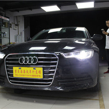 重慶奧迪A6AL升級立盯LED雙光透鏡重慶海海車燈