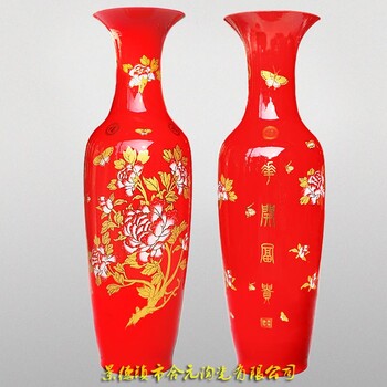 中国红陶瓷花瓶庆典礼品厂家，景德镇陶瓷花瓶厂家